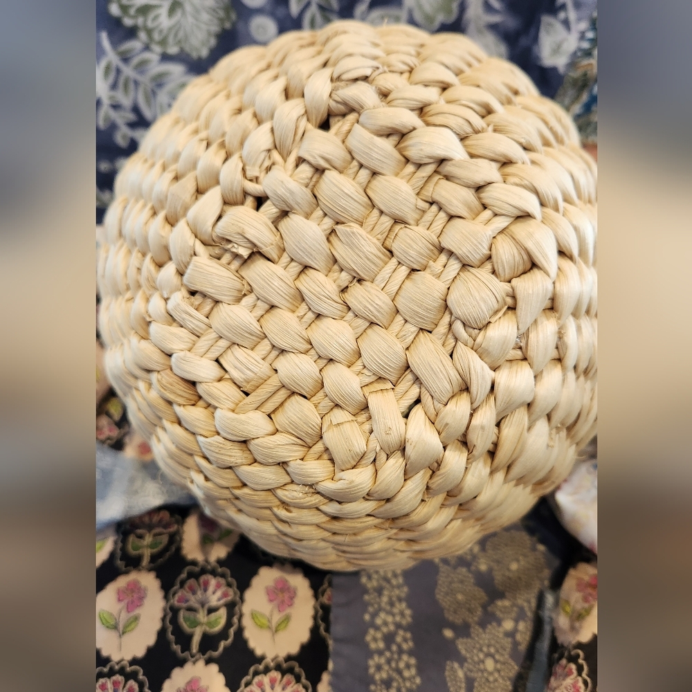 Frances Valentine Honeypot Wicker Round Purse in Tan And Gold - Picture 9 of 9